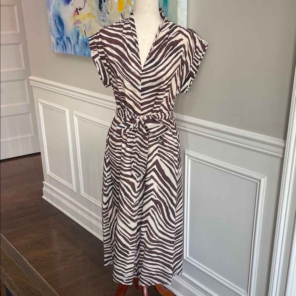 Banana Republic Cotton Zebra Print Midi Dress